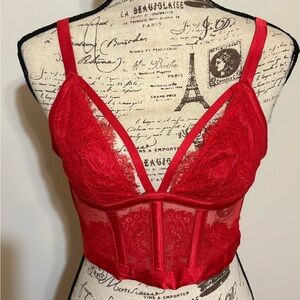 Strappy Red Lace Bustier Bra by Victoria’s Secret